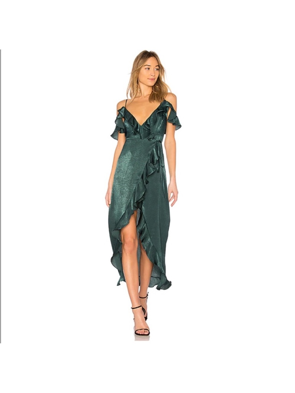 Like New Majorelle Green Ruffled Elegant Classy Wedding Guest Cocktail Dress S